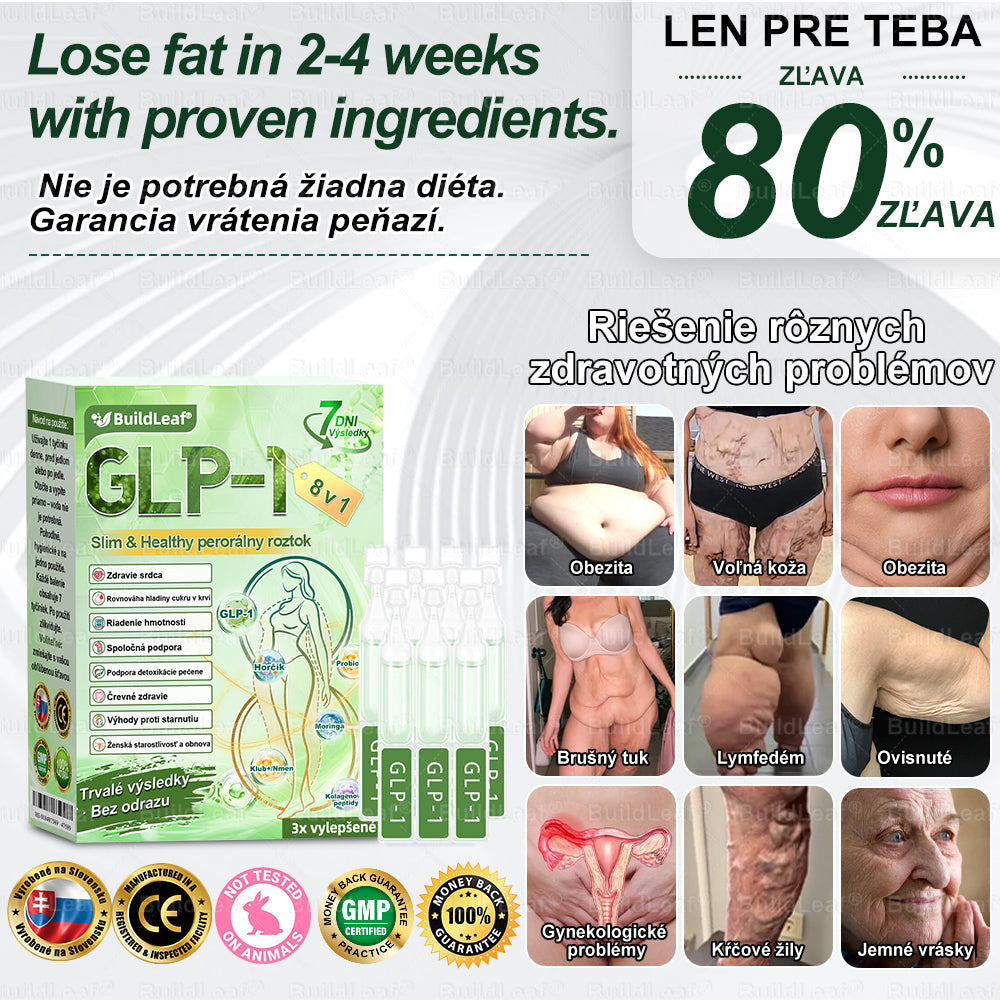 🧑‍⚕️🧑‍⚕️BuildLeaf® GLP-1 8-v-1 Fit & Vital Perorálny Roztok (Len raz denne, viditeľné zmeny už za 7 dní) Pre obezitu, kardiovaskulárne ochorenia, cukrovku, spánkové apnoe, zdravie čriev, problémy s kĺbmi a ďalšie